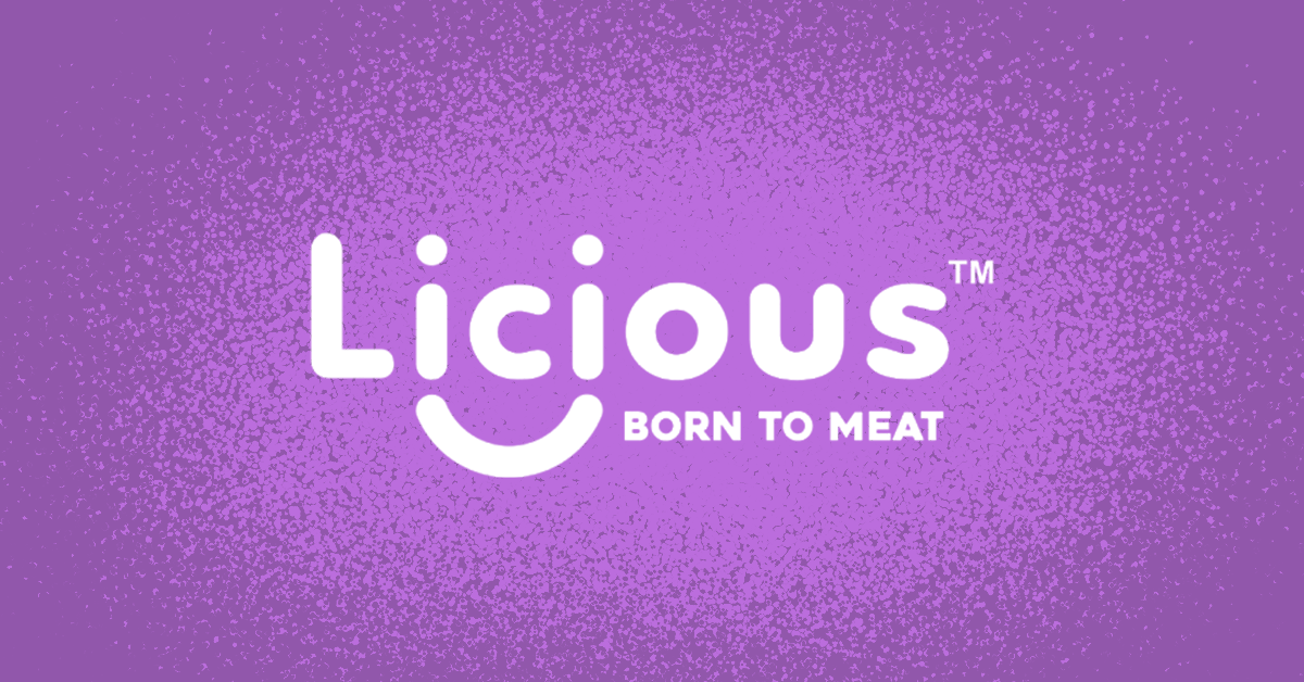 Licious logo against a purple background